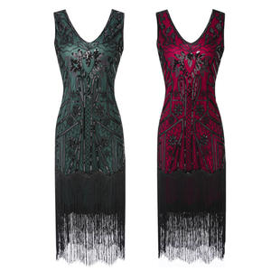 20世纪20年代女式挡板连衣裙Great Gatsby连衣裙复古v领亮片流苏派对Midi女士嘉年华晚礼服 - Product Image 3