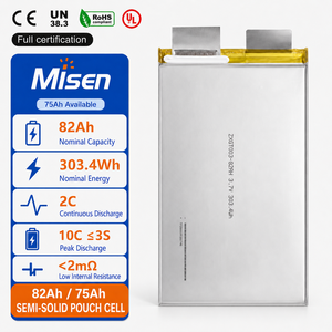 Cellule de batterie lithium-ion semi-solide Misen 82Ah 75Ah 3.7V 3.85V haute densité énergétique pour EV, ESS, UAV, OEM - Product Image 1