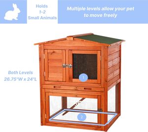 Casetta per Conigli da Esterno Ecologica, Resistente alle Intemperie, a 2 Piani, con Rampa Antiscivolo, Rialzata, Sicura per Piccoli Animali - Product Image 3