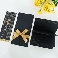 Cartes d'invitation de mariage DIY en papier doré et noir, style passeport, carte d'embarquement ou billet d'avion, pour la Fête des Mères et les voyages à l'étranger