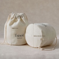 Sac en lin à cordon de serrage avec logo personnalisé, fond rond, pochette cylindrique 3D pour emballage cadeau et rangement