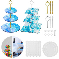 Kit Moule en Silicone à Trois Niveaux pour Sous-Verres, Présentoir à Gâteaux et Desserts, Résine Époxy DIY