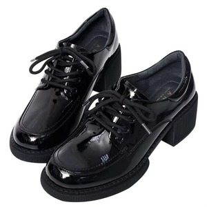 Ann'S Luxury Patent Leather Platform Chunky Heel Black Oxford Dress Women's Loafers <b>Padded</b> Heel Lining Anti-Friction Cushion - Product Image 1