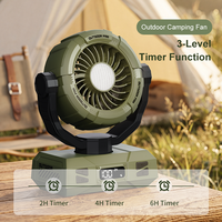 Ventilateur portable multifonctionnel avec crochet, idéal pour le camping en extérieur, batterie 10000 mAh, lumière intégrée, pliable et quatre vitesses