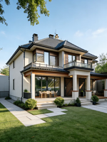 Villa de style chinois de luxe en structure acier, maison de cour préfabriquée, bâtiment résidentiel