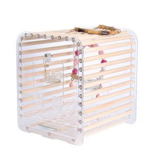 Cage de perroquet en bambou suspendue en acrylique personnalisée avec bol de nourriture nid d'oiseau - Product Image 1