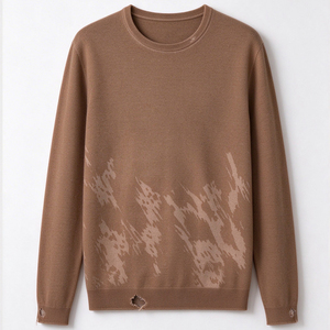 Pull en tricot décontracté pour homme, col rond, manches longues, coton respirant, logo personnalisé OEM ODM, pour adolescent. - Product Image 3