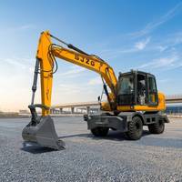 Excavatrice sur roues professionnelle de 14 tonnes, robuste, pour les travaux de construction, de terrassement et de voirie
