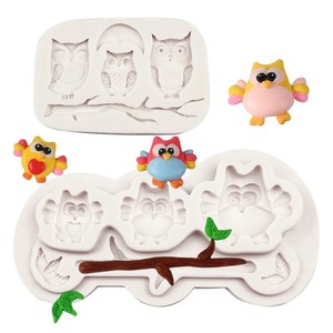 Owl Fondant <b>Silicone</b> Mold 2 Pieces <b>Baking</b> Cake Decorating DIY Craft Mold For Clay Plaster Candle Making - Product Image 1