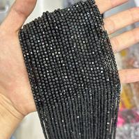 Perles cubiques facettées de 3 mm, perles de pierres précieuses naturelles pour la fabrication de bijoux DIY, perles de tourmaline noire naturelle/agate, petites perles cubiques carrées