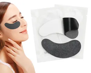 Listo para enviar, almohadillas negras para los ojos sin pelusa, Parche de pestañas Anti UV para extensión de pestañas LED UV