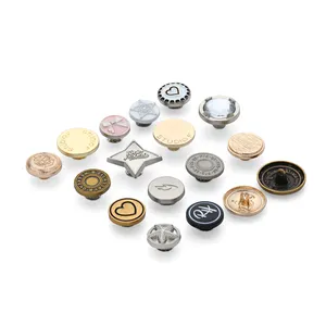 Üretici Denim pantolon düğmeleri marka adı güller altın Logo Metal düğme özel pirinç için 17mm ayarlanabilir kot düğmesi ceket