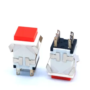 Key switch KD2-23 without light self-locking square button Square power switch 6 Pin holes 17 x 17mm