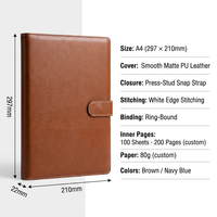Carnet de notes professionnel personnalisé A4 en PU à feuilles mobiles – Fabrication usine