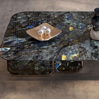 Table basse moderne de luxe ronde avec plateau en marbre naturel et structure en acier inoxydable, rotative, couleur personnalisable pour salon