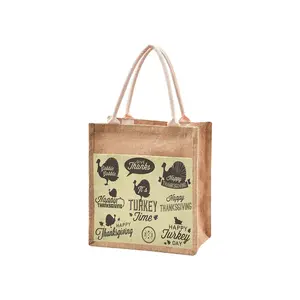 Großhandel Custom Logo Wasserdicht Inside Wide Zwickel Natural Sac kleinen Shopper Bag Jute Bag Türkei Biologisch abbaubar