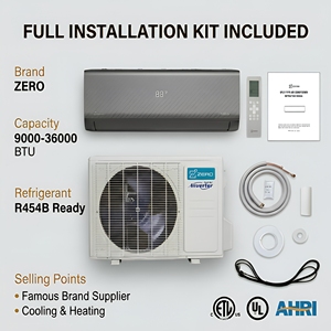 Climatiseur Mini Split ZERO Brand Supplier ETL AHRI R454B 9000-36000btu, refroidissement et chauffage, T1 pour usage domestique - Product Image 1