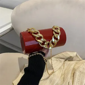 2024 Acrylic Purses Evening Clutch Bag Marbling Handbags for Women Cross Body Bag with Thick Chain Wedding Prom Party Purses