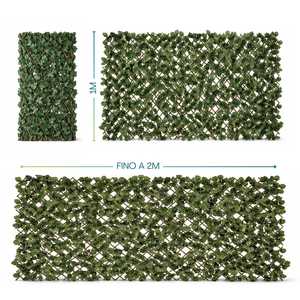Artificial Hedge with <b>Leaves</b> on Expandable Trellis 100x200cm Natural Wood Trellis for Privacy Garden Decor - Product Image 2