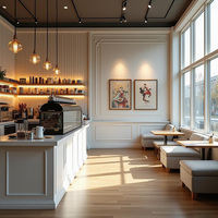 Comptoir de Bar Personnalisé pour Boulangerie-Café avec Vitrine en Verre et Éclairage LED – Solution Complète pour Aménagement de Magasin de Pâtisserie