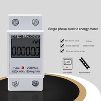 Meter Energi Digital Cerdas Layar LCD Presisi Tinggi Kelas 1 Satu Fasa Rentang 5A-60A untuk Penggunaan Rumah Tangga DIN Rail