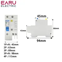Disjoncteur miniature industriel EARU 1P+N/2P/3P+N/4P 6A-63A 400V 6kA Capacité de coupure Interrupteur différentiel en plastique DZ47LE-63