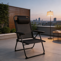 Chaise pliante d'extérieur moderne et légère avec logo personnalisé, 6 positions, accoudoirs en plastique confortables et poches de rangement