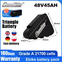 Batterie de vélo électrique 48V/72V 45AH/30Ah 750W pour cellules 21700, IP65, triangle, lithium-ion, pour tube diagonal