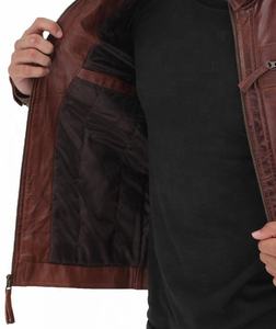 Veste en cuir de vachette véritable de haute qualité personnalisée Biker chaud Design classique col montant direct de l'usine en gros veste pour hommes - Product Image 4