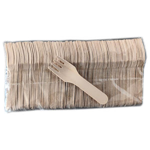 Mini Size Wegwerp Houten Vork Klein Formaat Berkenhouten Vorken 76Mm - Product Image 1