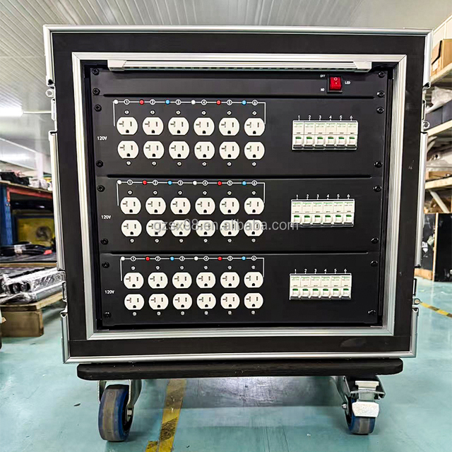10U 19 Way Stage Power Distribution Box 3 Phase 400Amp 220V Camlock In Out 20A Switch Shock Mount Client Customizable