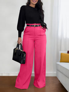 Otoño 2025, pantalones De pierna ancha sólidos a la moda, Pantalones De traje para <span class=keywords><strong>Mujer</strong></span>, chaqueta recta holgada, Pantalones De <span class=keywords><strong>Mujer</strong></span>, Pantalones De Oficina informales - Product Image 6