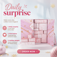Boîte cadeau calendrier à double porte rigide en papier couché rose personnalisé, impression quadricolore, finition plastifiée pour emballage d'anniversaire ou de mariage