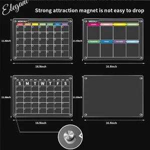 월간 주간 뜨거운 판매 맞춤형 도매 매일 달력 플래너 냉장고 마그네틱 드라이 지우기 아크릴 화이트 보드