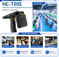 Lecteur-graveur RFID UHF portable HC-720S avec lecteur d'empreintes digitales, PDA Android, scanner de codes-barres 1D/2D pour la gestion confidentielle des actifs