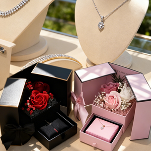 Caja de Regalo de Joyería con Flores de Lujo con Cajón para Cumpleaños, Boda, <span class=keywords><strong>Aniversario</strong></span>, Sorpresa - Product Image 1
