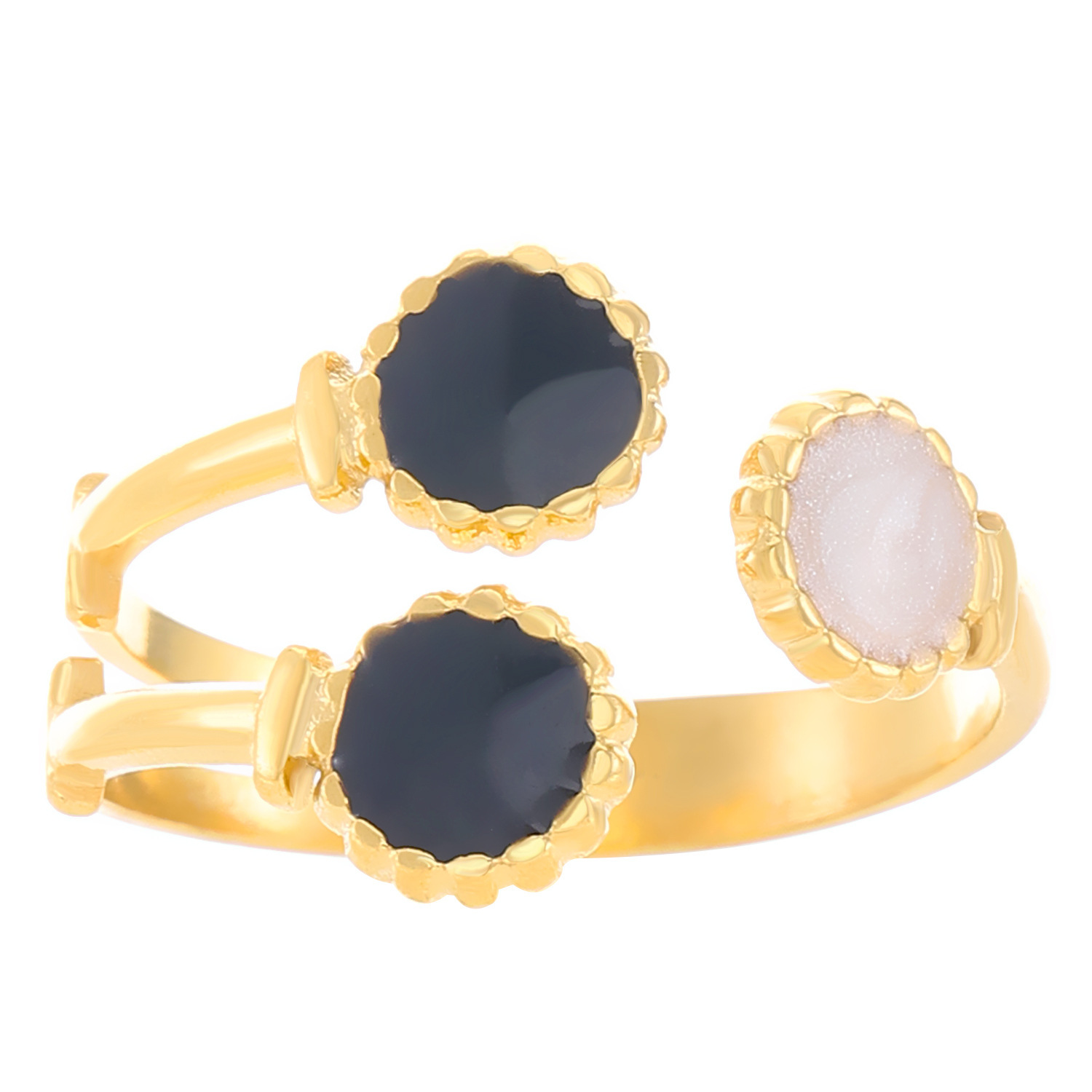 15 18k real gold double black beads dz-435-02