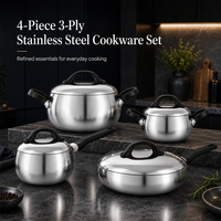 Ensemble de casseroles professionnel en acier inoxydable à 3 couches en forme de pomme avec couvercle, marmite à soupe tri-couche pour hôtel et restaurant