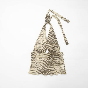 Viviblook J25TP476 Nuevo Top Corto de Malla con Estampado Animal para Mujer, Estilo Halter - Product Image 3