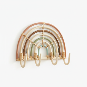 Support suspendu en rotin en forme d'arc-en-ciel avec quatre crochets faits à la main au Vietnam pour le stockage de la pépinière - Product Image 1