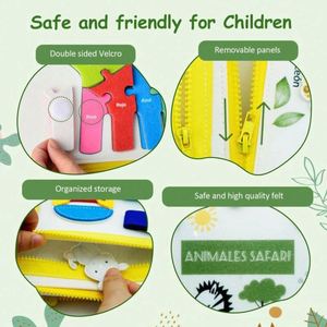 Juguete de Avión Portátil, Juguete de Viaje Montessori Personalizado, Tablero de Actividades con Animales de la Selva para Niños Pequeños - Product Image 3