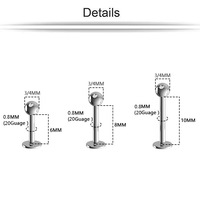 20G Stainless Steel Round Ball Bead T-Bar Classic Fashion 0.8mm Thin Rod Piercing Jewelry Lip Stud Ear Stud Lip Ring