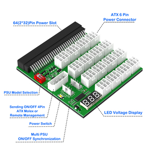 Delta // Liteon/Fujitsu máy chủ PSU Breakout Board 16 * PCI-E 6Pin adapter điện áp hiển thị đa PSU Sync đa-gpu mở rộng máy tính xách tay - Product Image 2