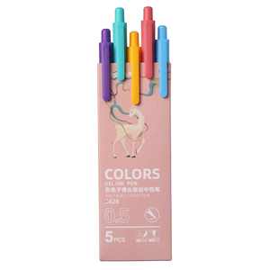 ปากกาหมึกเจลเติมได้5ชิ้น/กล่องสีสไตล์ย้อนยุคขนาด0.5มม. ปากกาเจลสีพับเก็บได้ - Product Image 1
