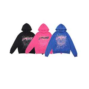 Felpa con Cappuccio Classica in Cotone con Stampa Multicolore a Ragnatela Autunnale, Vestibilità Ampia - Product Image 1