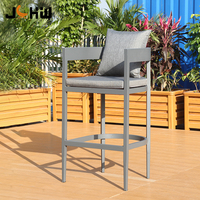 Meubles de bar et de restaurant modernes sur mesure pour terrasse, table et chaise de bar en métal et aluminium, tabouret de bar haut avec dossier pour piscine et plage