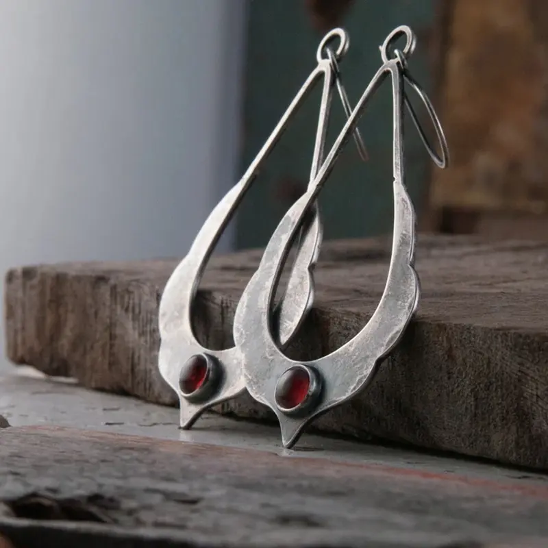 Boucles d'oreilles Bohème Géométrie Créative Design Simple Perle Rouge Goutte d'Eau Femmes