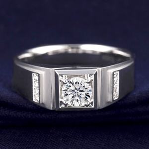 <b>Messi</b> Jewelry Rings Wedding Jewellery 18k White Gold Simple Men Jewelry Gift Party Moissanite Diamond Ring - Product Image 3