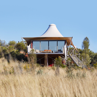 Suite de glamping de luxe préfabriquée en Botswana, tente extérieure carrée avec salle de bain, résistante au vent de niveau 12