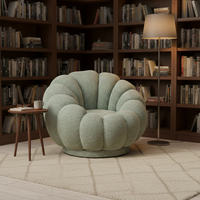 Fauteuil individuel moderne en forme de citrouille, confortable et moelleux, idéal pour salon, chambre et bureau à domicile